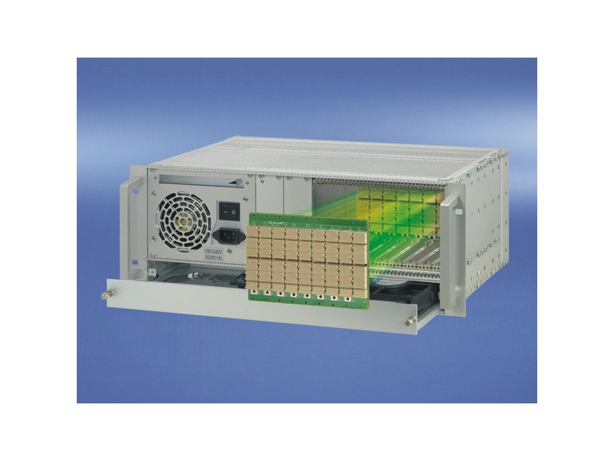 SCHROFF CPCI serieel systeem met ATX voeding, 4 HE, 9 sleuven, met I/O achteraan