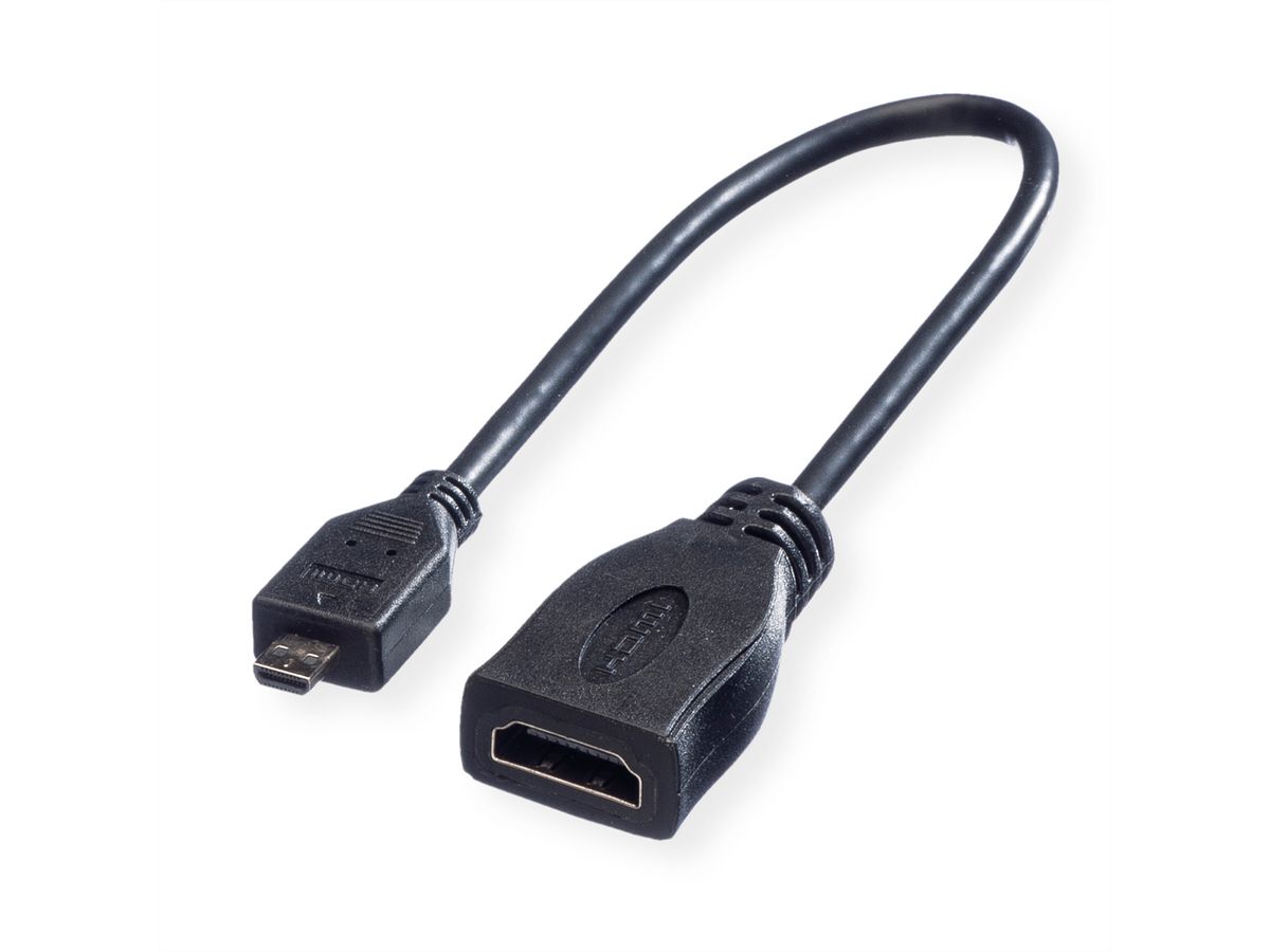 ROLINE HDMI High Speed Kabel met Ethernet, HDMI F - Micro HDMI M, 0,15 m