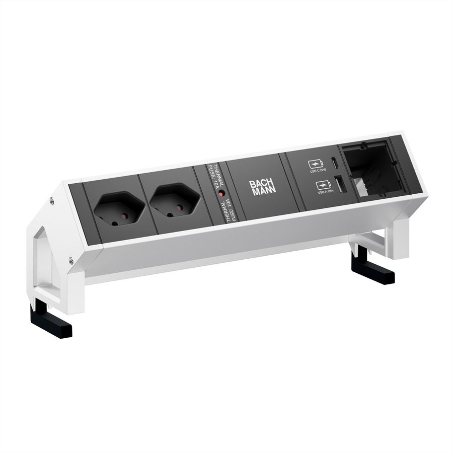 BACHMANN DESK2 2xCH 1xUSB A/C 22W 1xCM, 0.2m GST18 INOX Switzerland