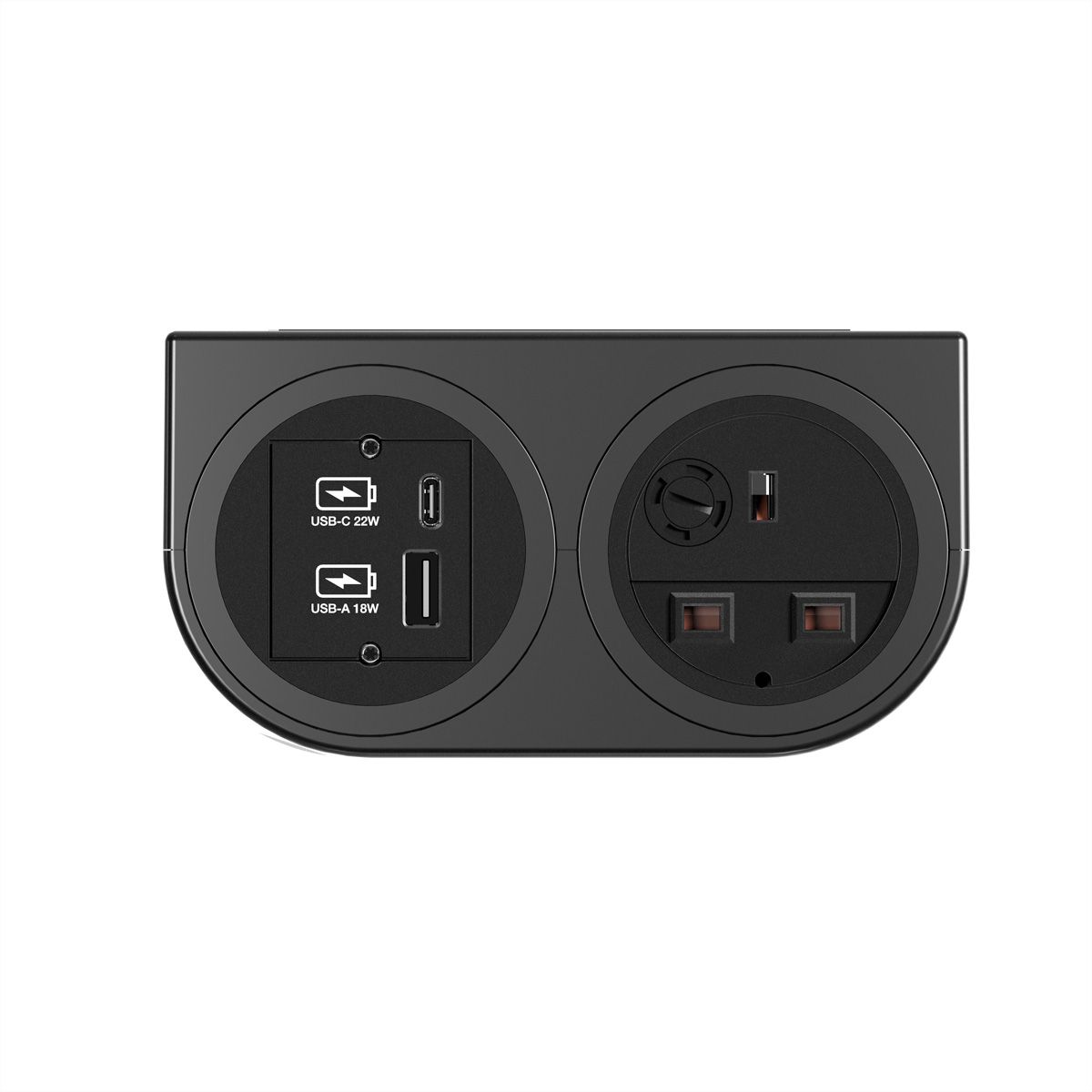 BACHMANN PIX HOLDER DOUBLE, 1x UK, 1x USB A/C, ISV, schwarz, 0,2 m