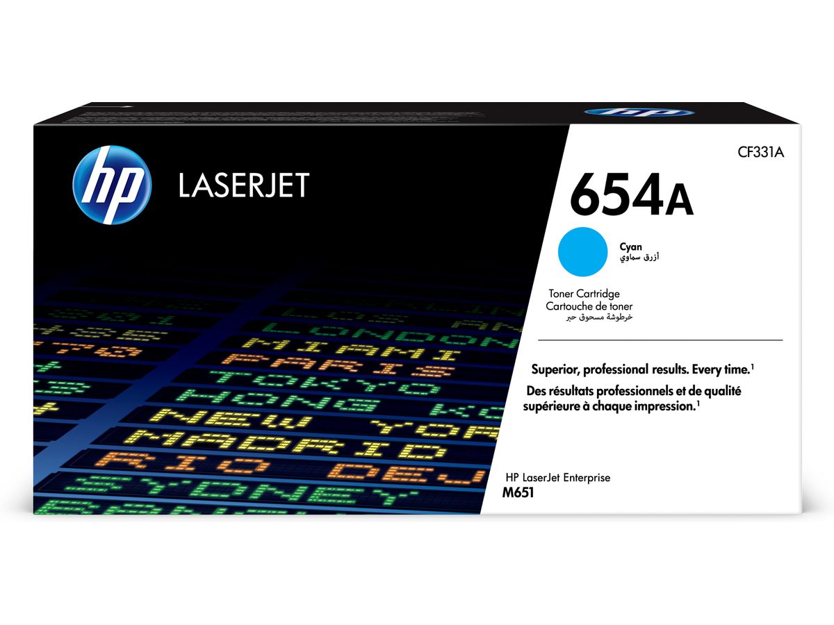 HP 654A originele cyaan LaserJet tonercartridge