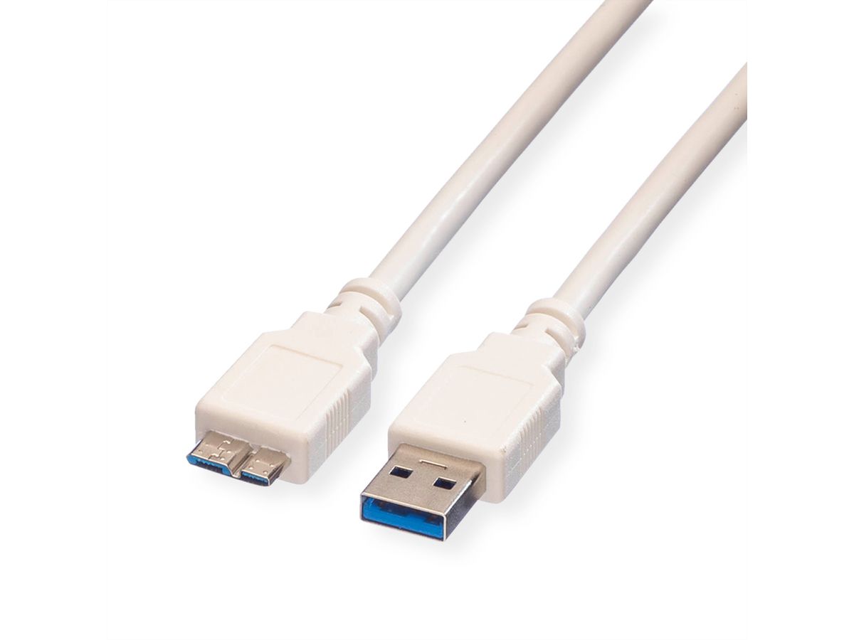 VALUE USB 3.2 Gen 1 kabel, type, A M - Micro B M, wit, 2 m