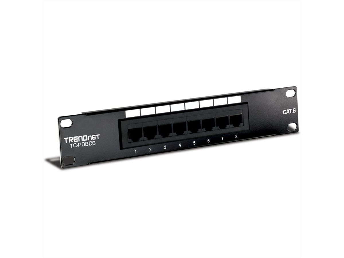 TRENDnet TC-P08C6 10" Patchpaneel, 8-poorts Cat. 6 niet afgeschermd