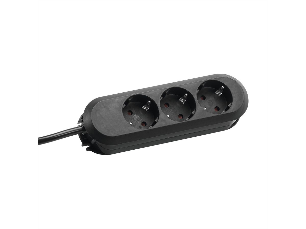 BACHMANN SMART stekkerdoos 3x geaard contact, zwart, 5 m