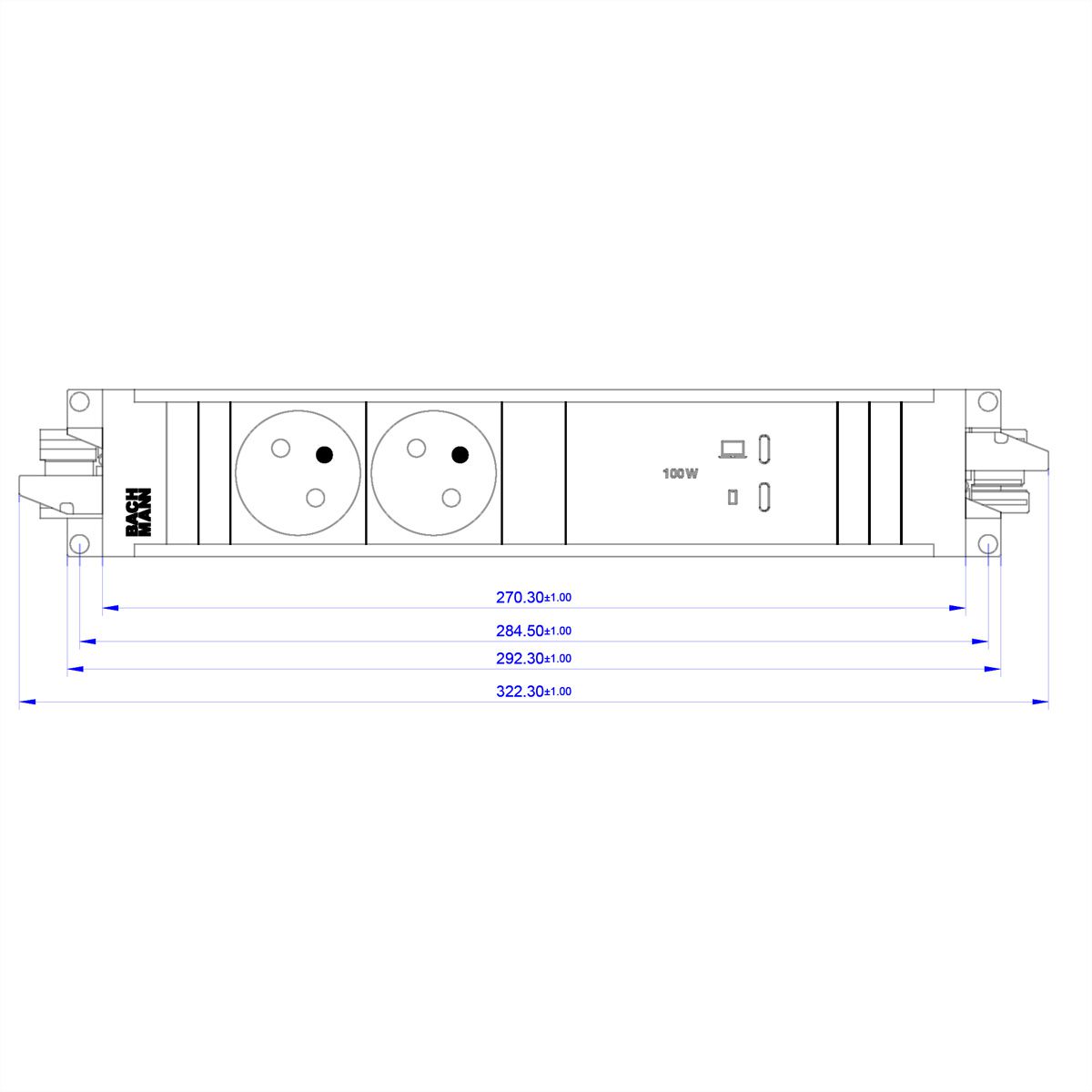 BACHMANN STEP ALU 2xUTE, 1xUSB C/C 100W