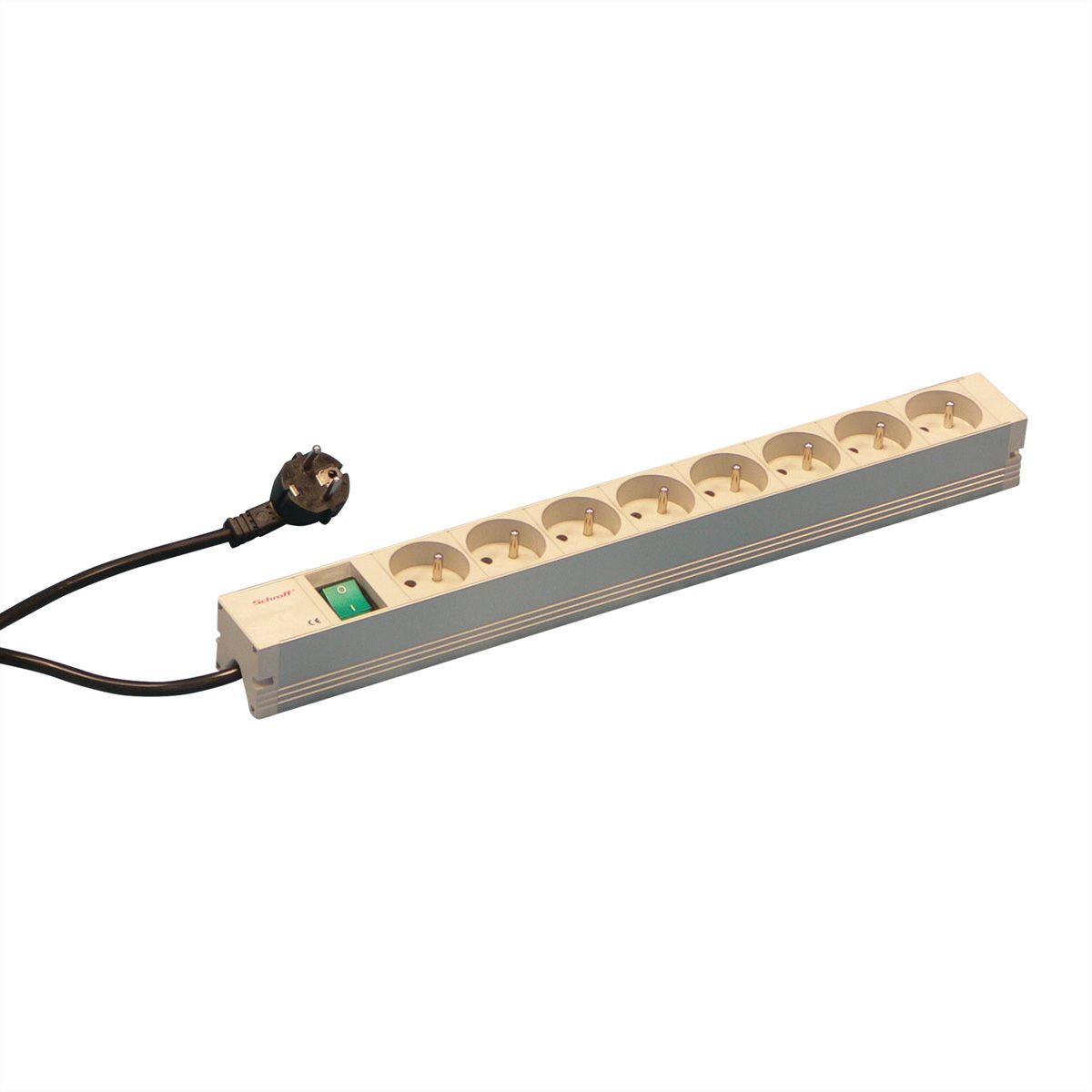 SCHROFF contactdoosstrip UTE, 8-polig, 19", met schakelaar, UTE-versie
