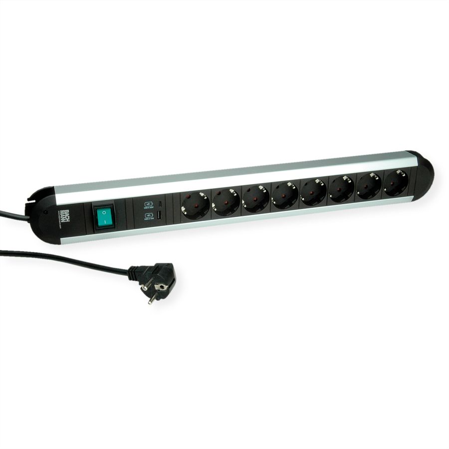 BACHMANN PRIMO 8xCEE7/3 1xUSB A&C 22W 1xSwitch power 2,0m CEE7/7