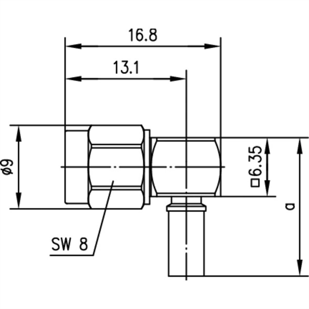 TELEGÄRTNER SMA-Winkelstecker für RG-223/U, RG-142B/U