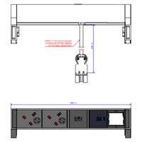 BACHMANN DESK2 ALU ZWART 2xUK 1xCM, 1xUSB C 30W 0,2m GST18 Verenigd Koninkrijk (UK)
