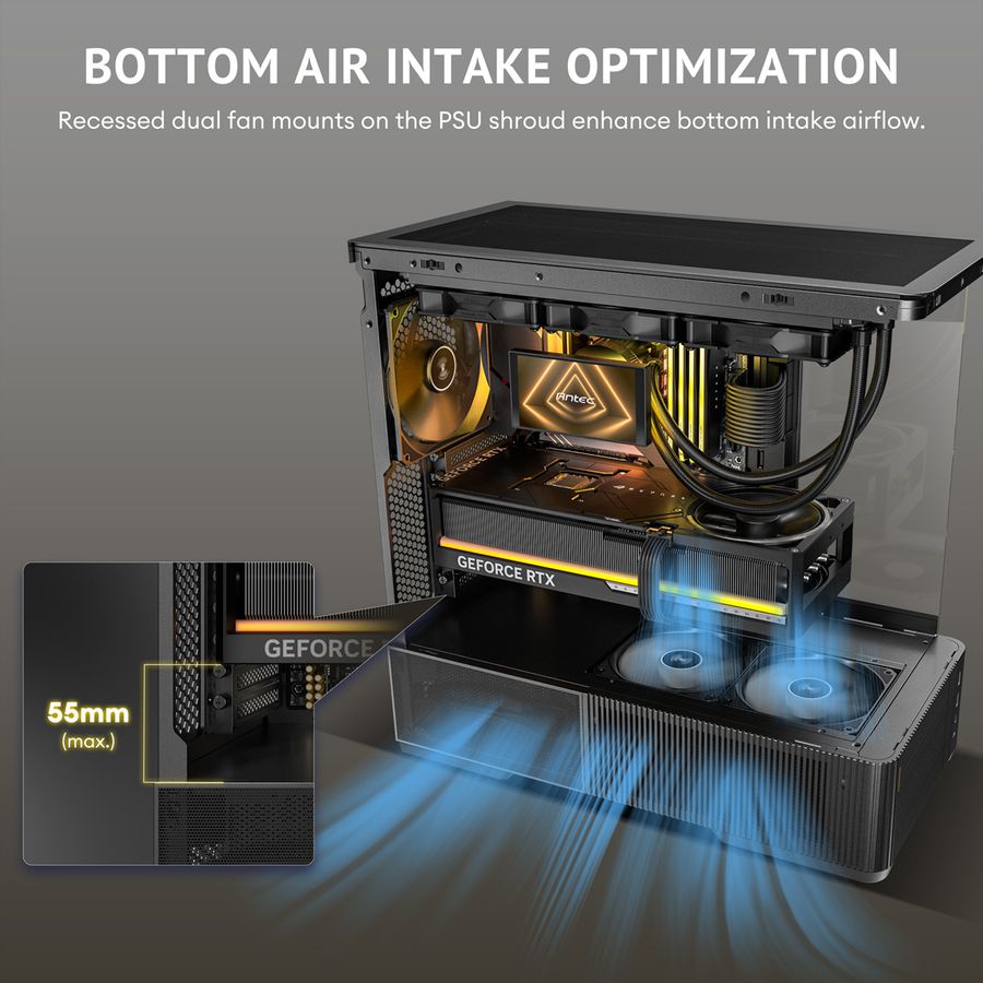 ANTEC Constellation C6 Curve Air PC Gehäuse ATX Midi Tower, schwarz