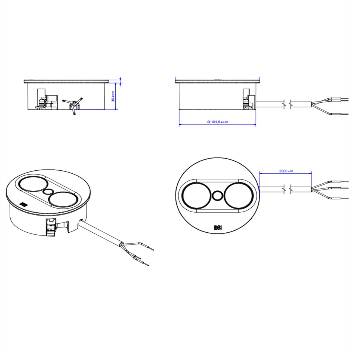 BACHMANN TWIST2 2xUTE 2.0m AEH RAL9005 30GE round