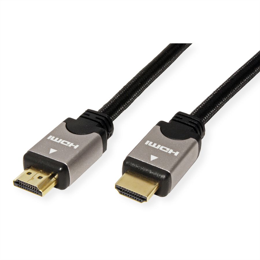 ROLINE HDMI HighSpeed kabel met Ethernet, M/M, zwart / zilver, 10 m