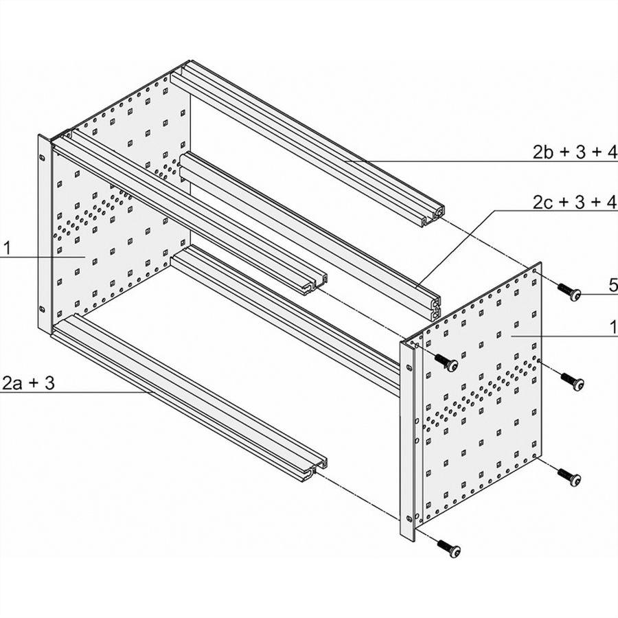 SCHROFF EuropacPRO 19" moduledrager voor backplane, zwaar, achteraf afschermend, 6 HE, 235 mm