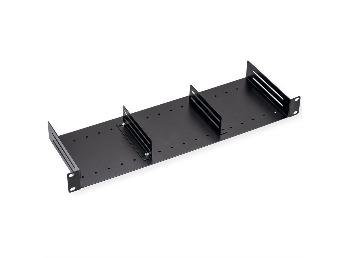 VALUE 19" Shelf, 1U, with 2 adjustable dividers, black