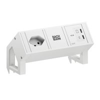 BACHMANN DESK2 white 1xCH 90°, 1xUSB C/C 45W L=0,2m RAL9010
