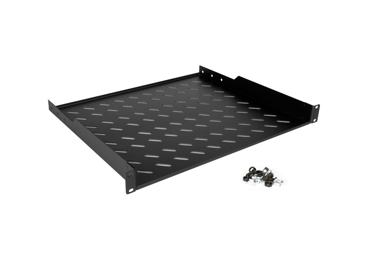 ROLINE 19-inch plank 1 U 400 mm diep, 15 kg draagvermogen zwart
