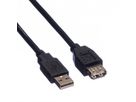 ROLINE USB 2.0 Cable, A - A, M/F, black, 1.8 m