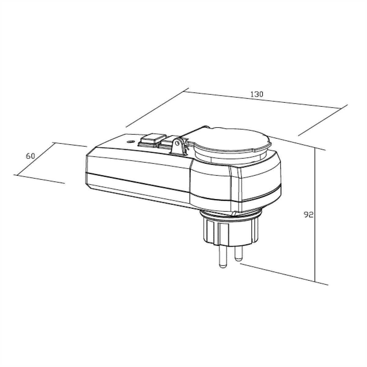 BACHMANN earth leakage protection adapter white, Hinged cover - IP44 < 30mA tripping current