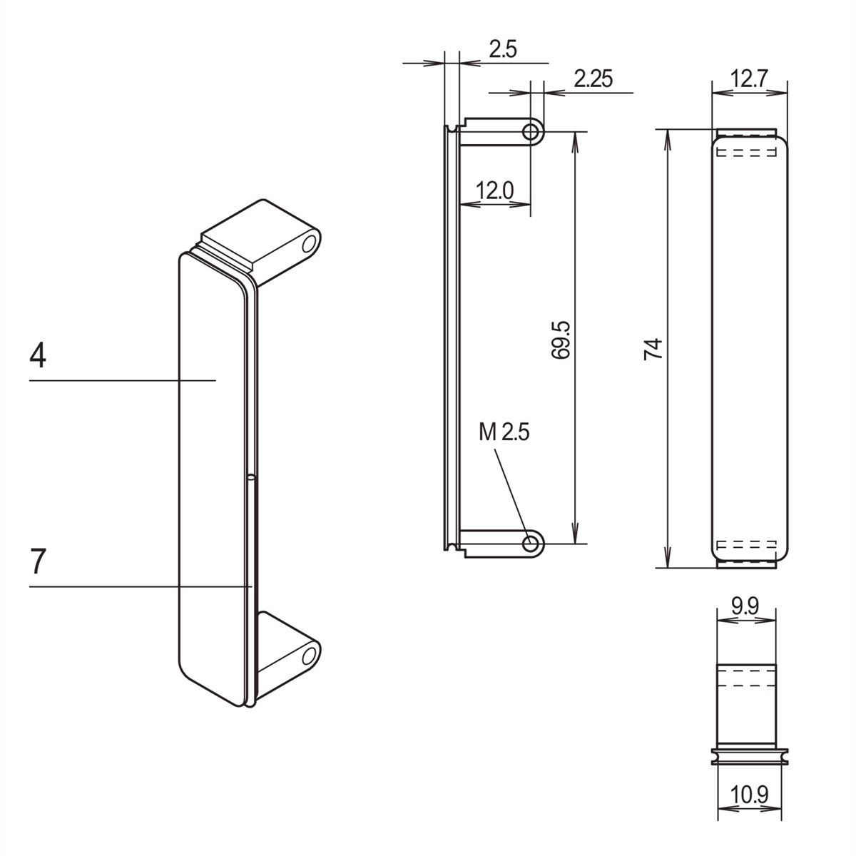 SCHROFF PMC Mezzanine frontplaat, onbehandeld, met EMC afscherming, Al, geanodiseerd, 1 stuk