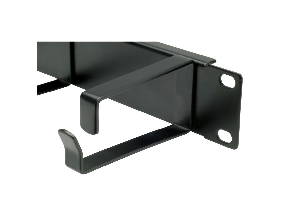 VALUE 19" 1U Cable Management Plate, G-Type, 5 Hooks, black