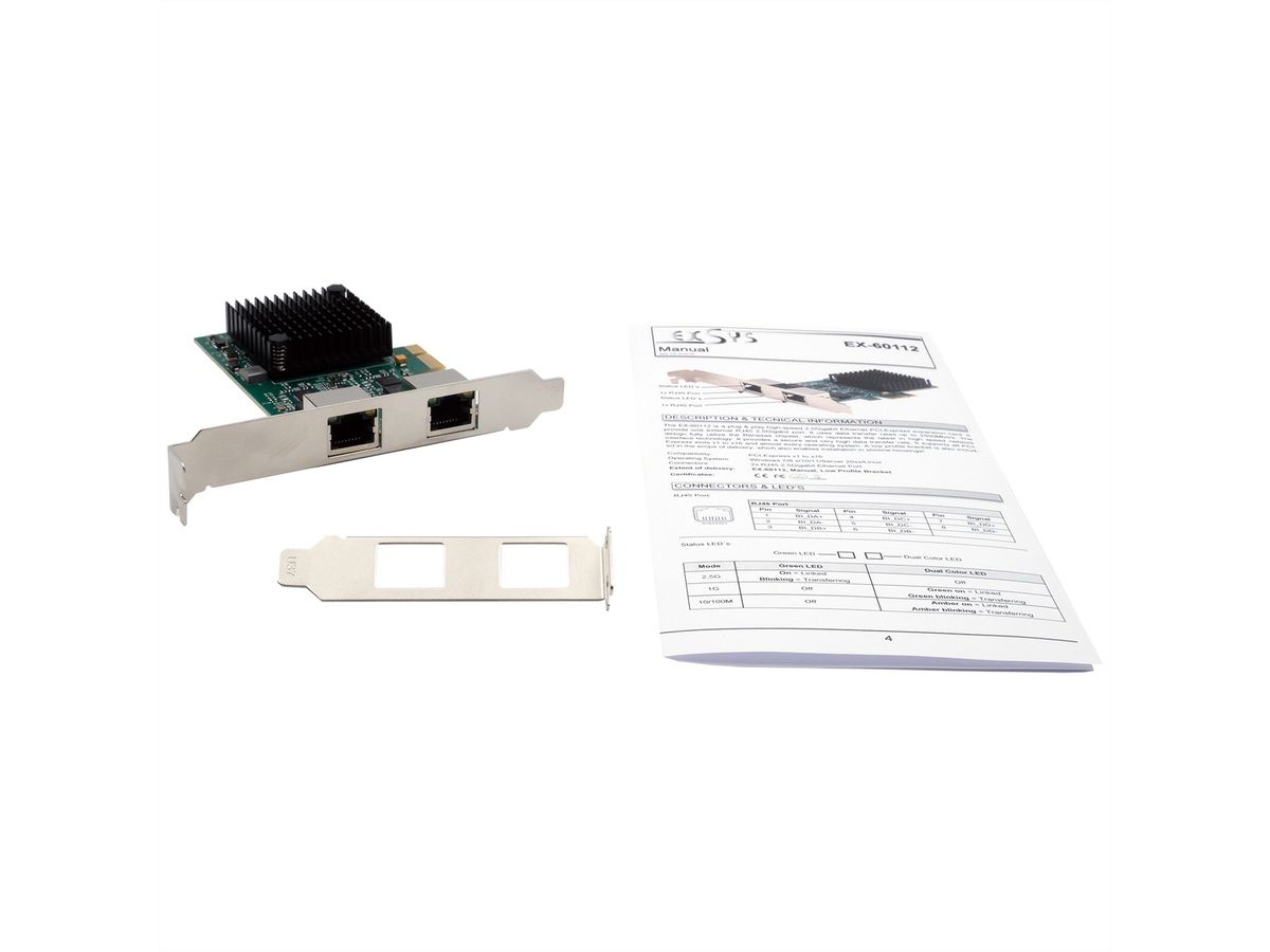 EXSYS EX-60112 2-poorts 2,5 Gigabit PCIe-netwerkkaart