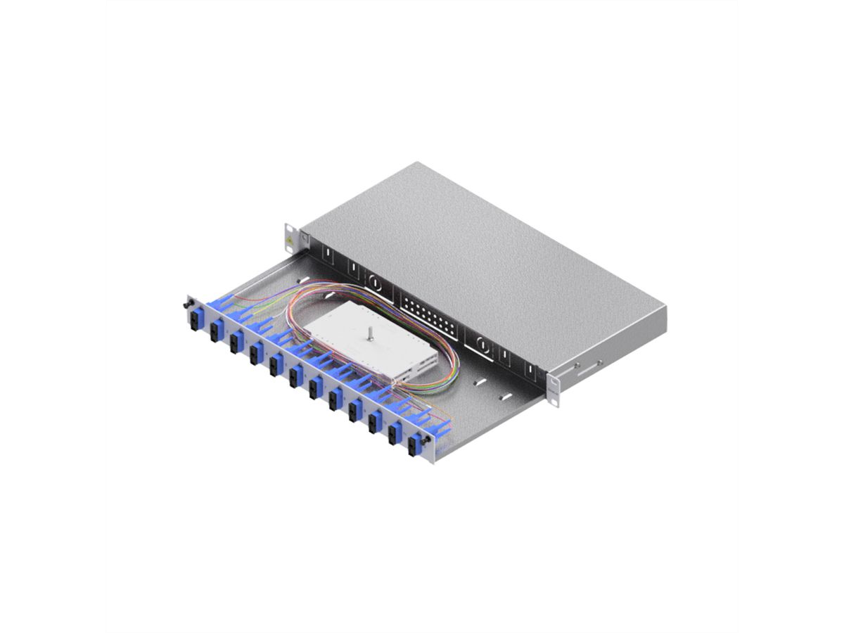 FO Splice Housing, Grade C 19" 1U, 12 Ports, 12x SC-Duplex, OS2
