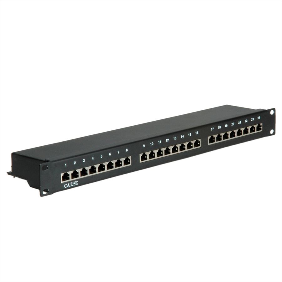 VALUE Cat.5e (Class D) 19" Patch Panel, 24 Ports, STP, black