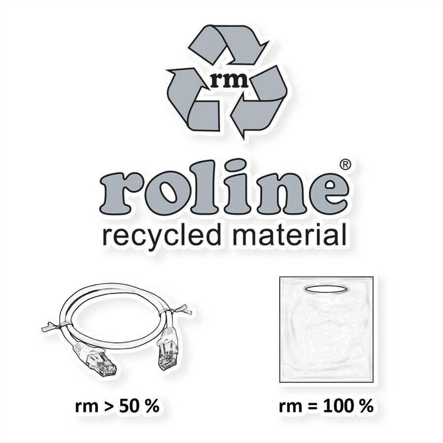 ROLINE RM UTP DataCenter Patchkabel Cat.6A (Klasse EA), extra dun, zwart, 0,3 m