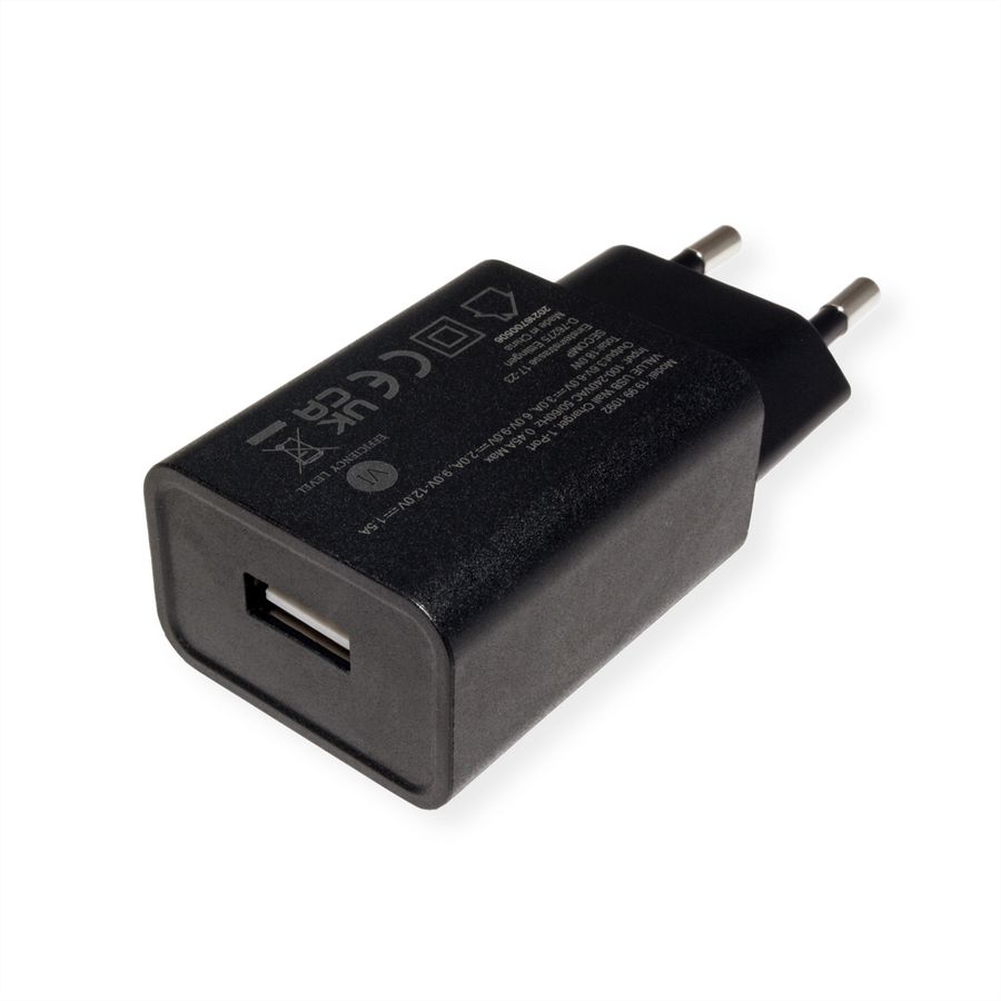 VALUE USB QC3.0 Oplader met Eurostekker, 1 poort (Type A QC), 18W
