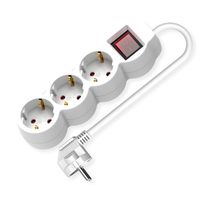 VALUE 3-voudige stekkerdoos met schakelaar, wit, 1,5 m