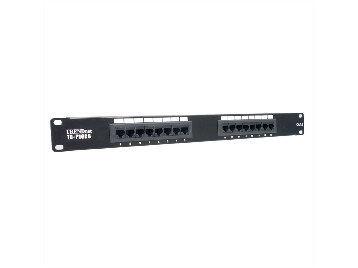 TRENDnet TC-P16C6 Patchpaneel, 16-poorts Cat6 niet afgeschermd