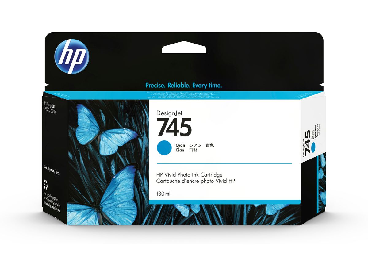 HP 745 cyaan DesignJet inktcartridge, 130 ml