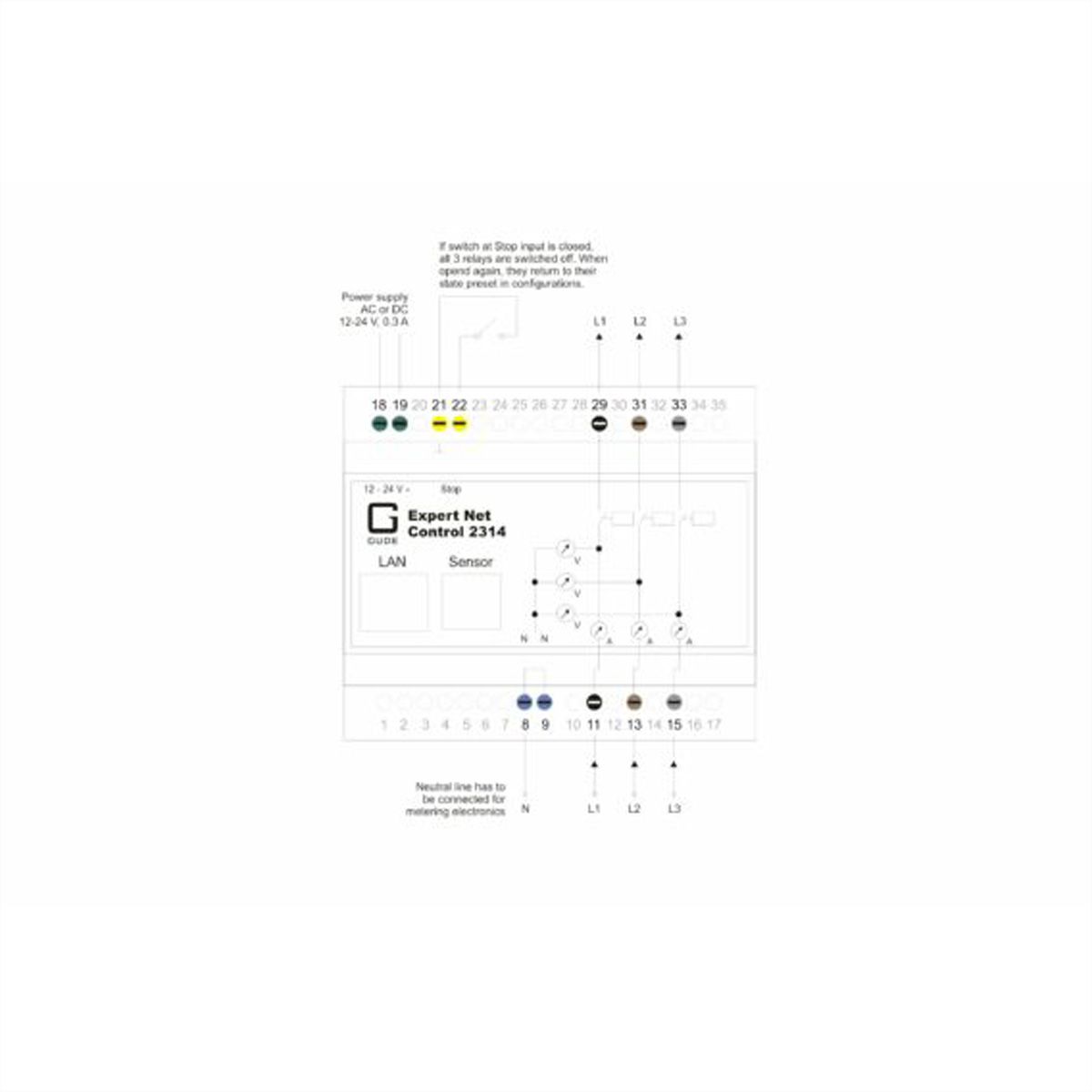 GUDE 2314-1 IP-Relais Steuerung mit 3 Ausgängen und Energiemessung DIN Rail