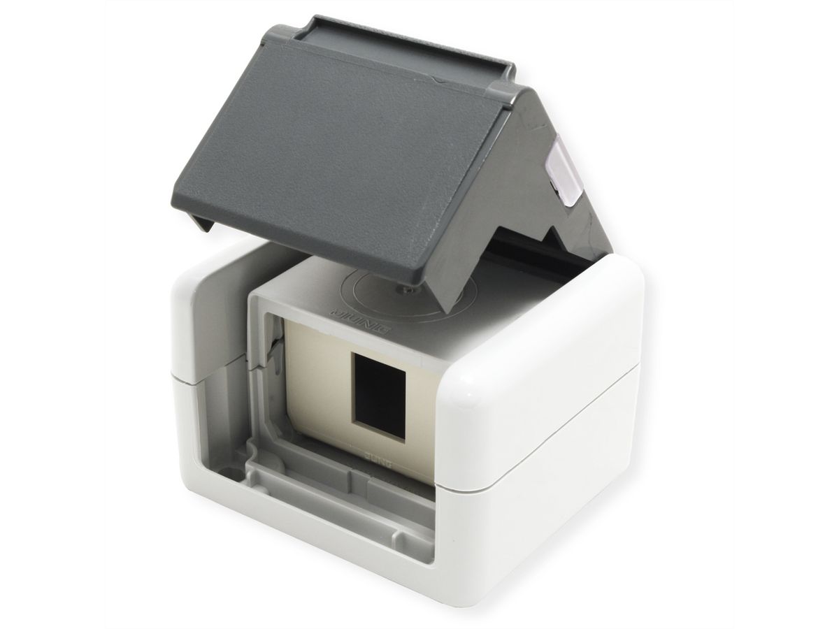 TELEGÄRTNER opbouwbehuizing IP44, met montage-inzetstuk voor 1xAMJ-module