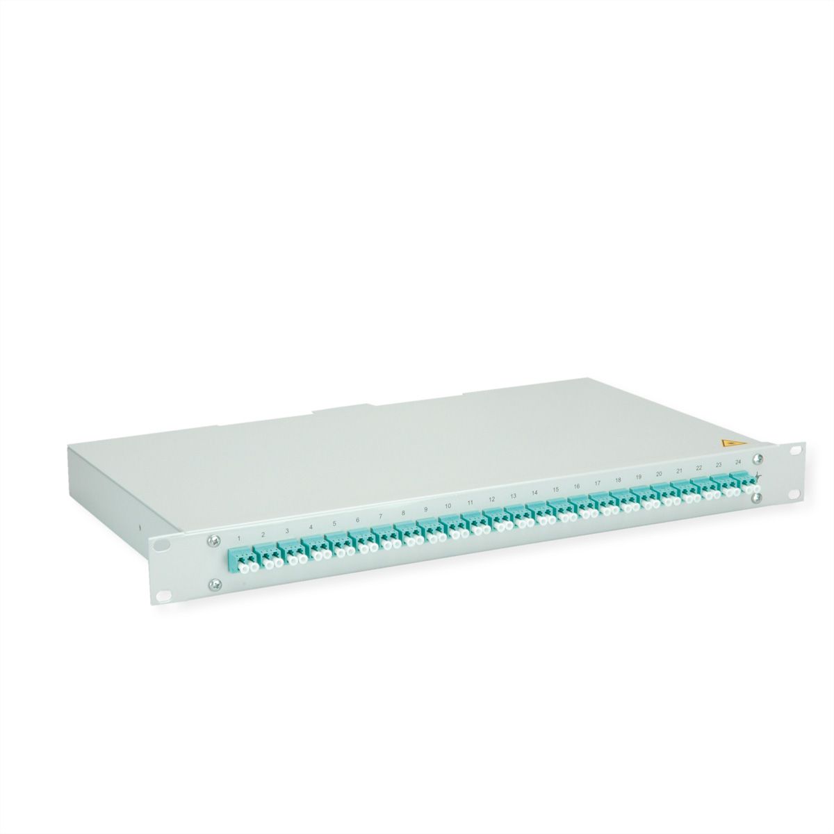 TELEGÄRTNER BASIS eco LWL-Panel mit Kupplungen, 24x LC Duplex, türkis, OM3