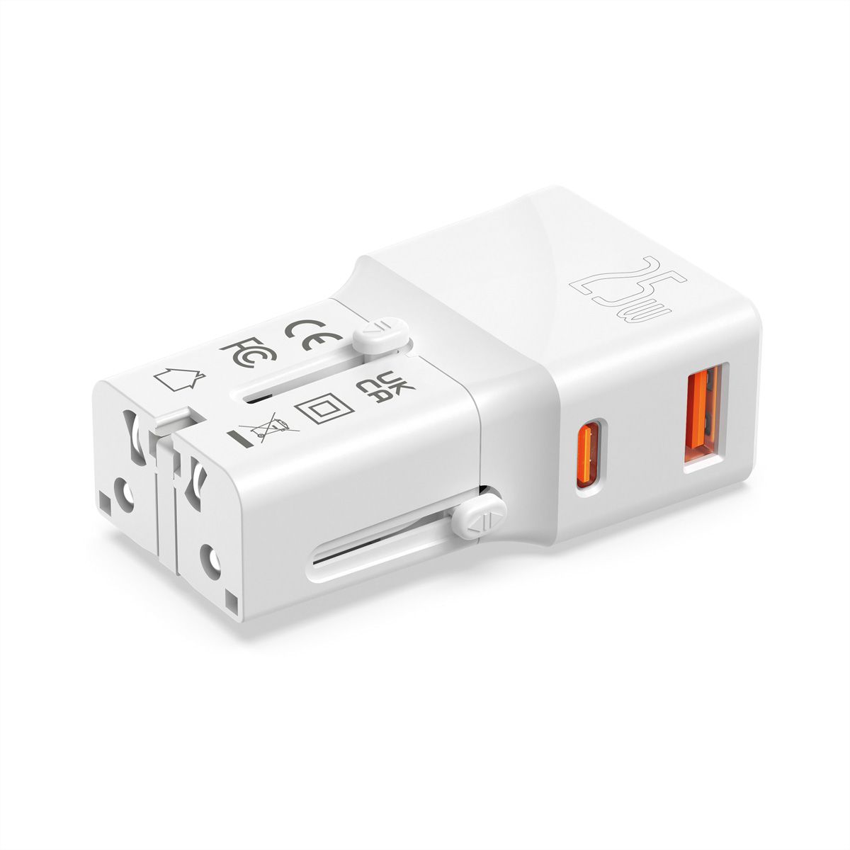 VALUE POCKET Travel Charger, EU/UK/US, 2x Ports (A+C), 25W
