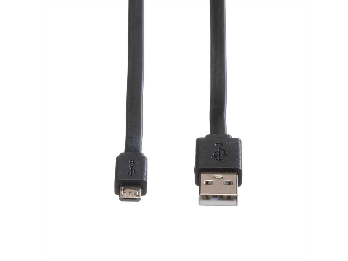 ROLINE USB 2.0 Cable, A - Micro B, M/M, black, 1 m