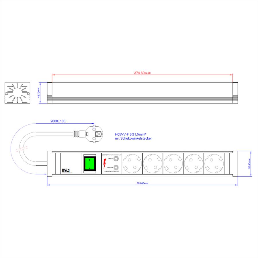 BACHMANN CONNECT LINE 5xprotective contact, Switch ÜSS
