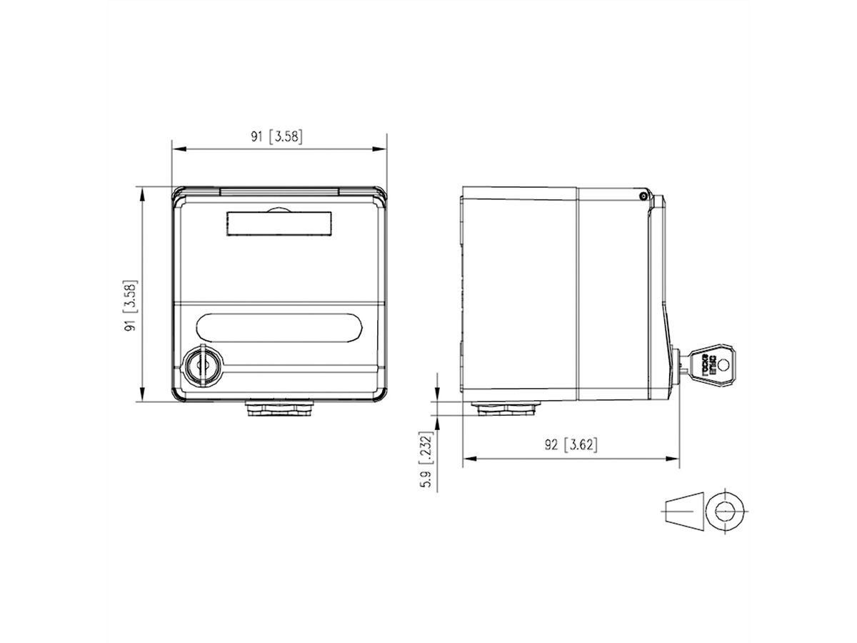 METZ CONNECT IP44 surface-mounted module housing, hinged cover & lock, 2 port unequipped for Keystone, grey