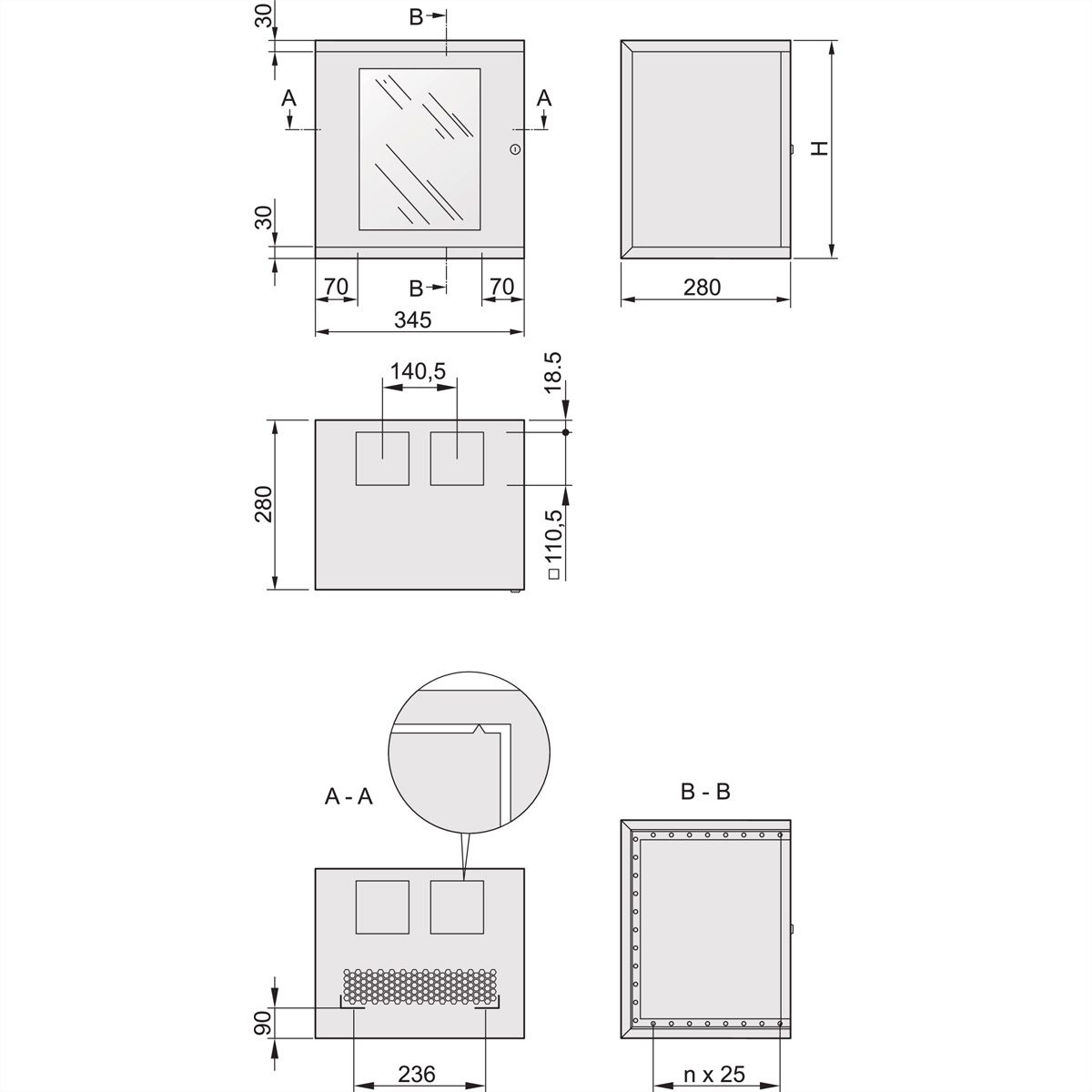 SCHROFF Epcase 10" Wall Mount Cabinet, 4 U, 280 Depths