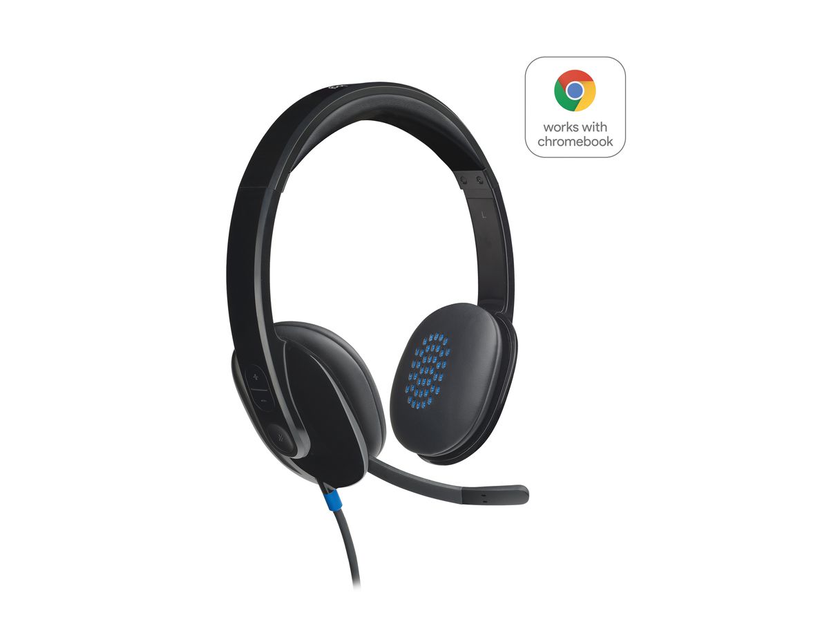 Logitech H540 USB Computer Headset Met high-definition geluid en knoppen op het oorstuk