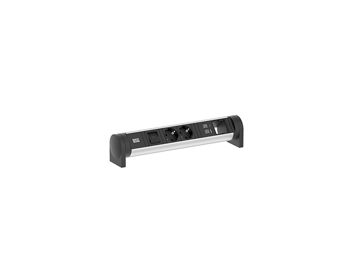 BACHMANN CYCLE Desk 2xCEE7/3 1xswitch 1xCM 1xUSB A/C 22W 0.2m GST18