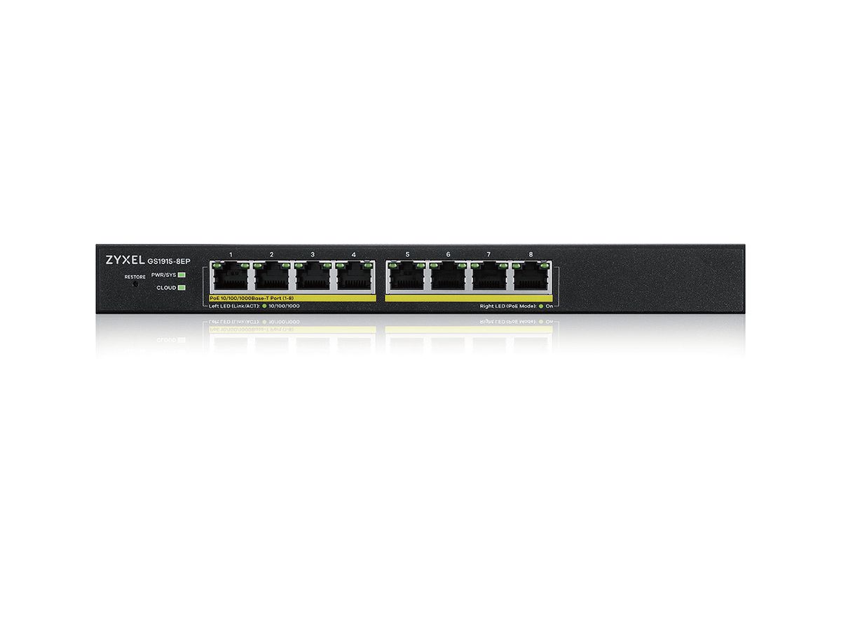 Zyxel GS1915-8EP Managed L2 Gigabit Ethernet (10/100/1000) Power over Ethernet (PoE) Black