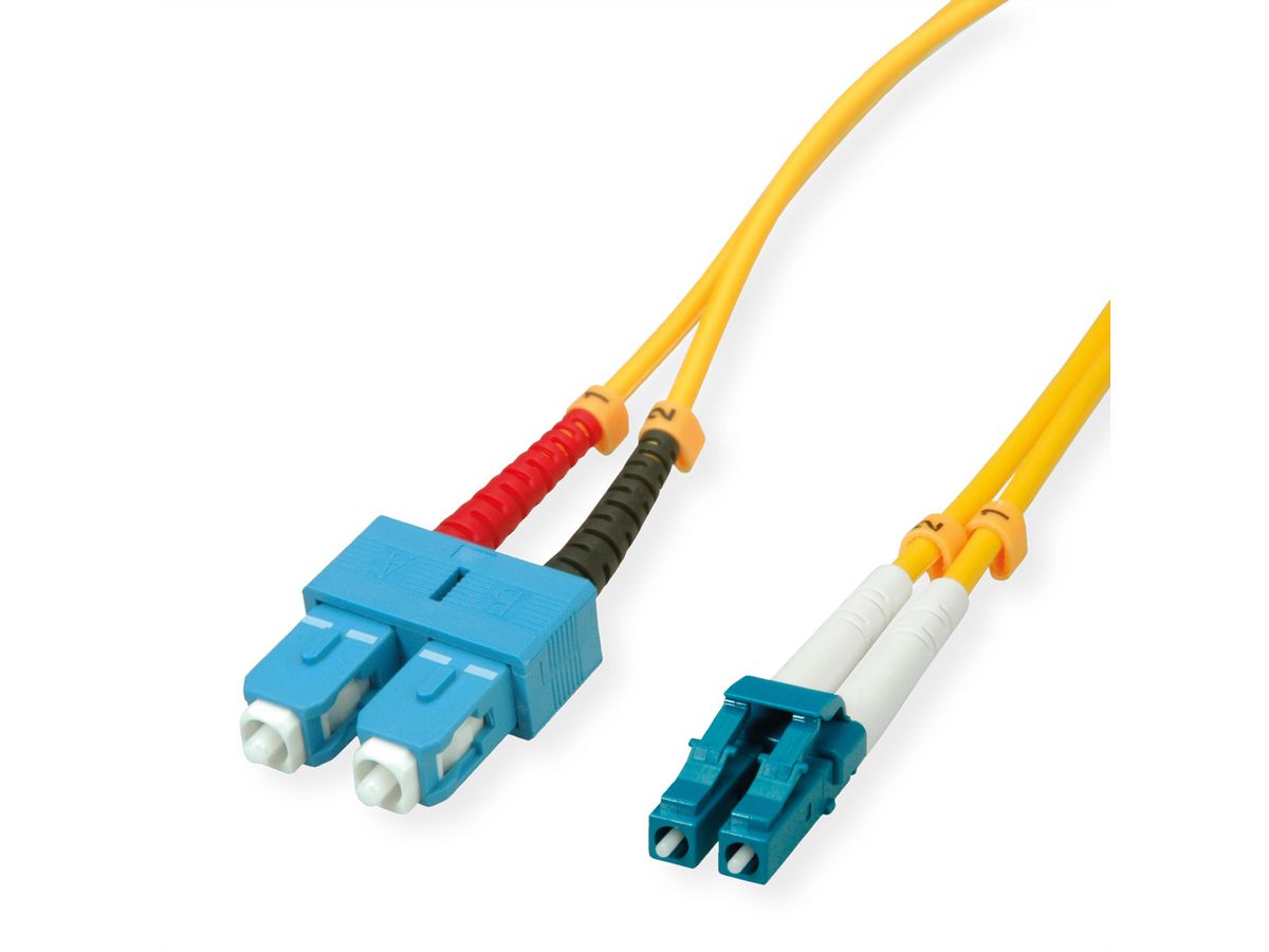 ROLINE Fibre Optic Jumper Cable duplex, 9/125µm, OS2, LC/SC, duplex, yellow, 0.5 m