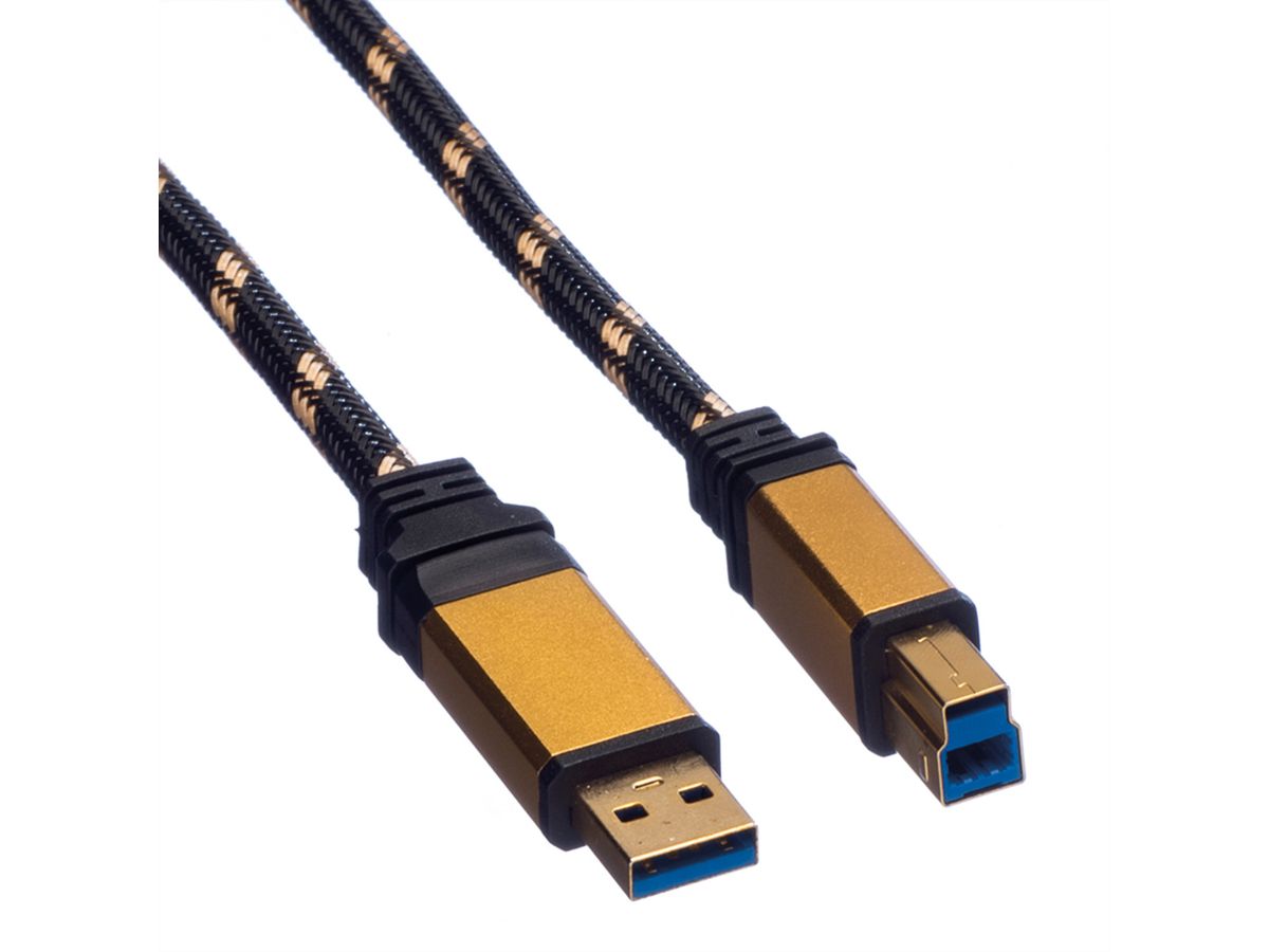 ROLINE GOLD USB 3.2 Gen 1 kabel, type A-B, Retail Blister, 1,8 m