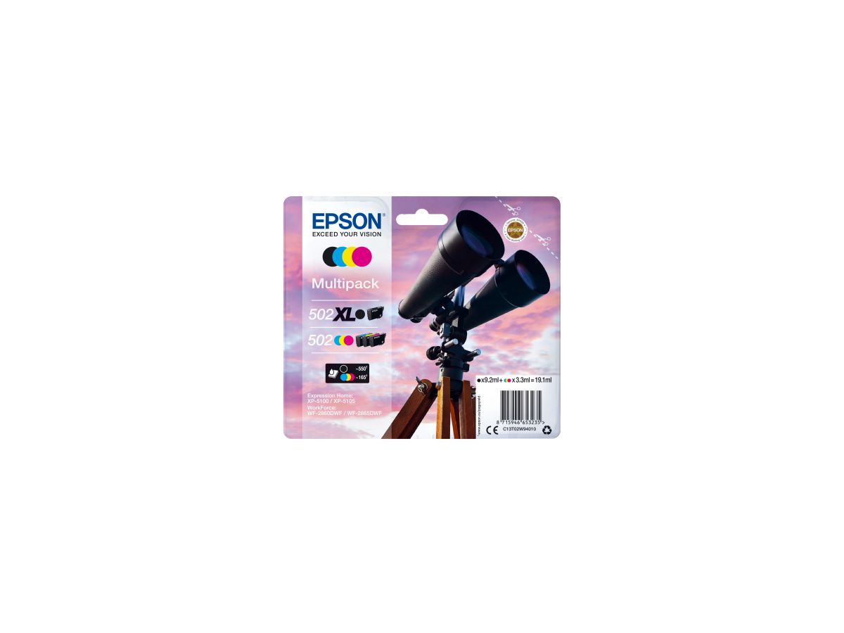 Epson 502 XL tonercartridge 4 stuk(s) Compatibel Zwart, Cyaan, Magenta, Geel