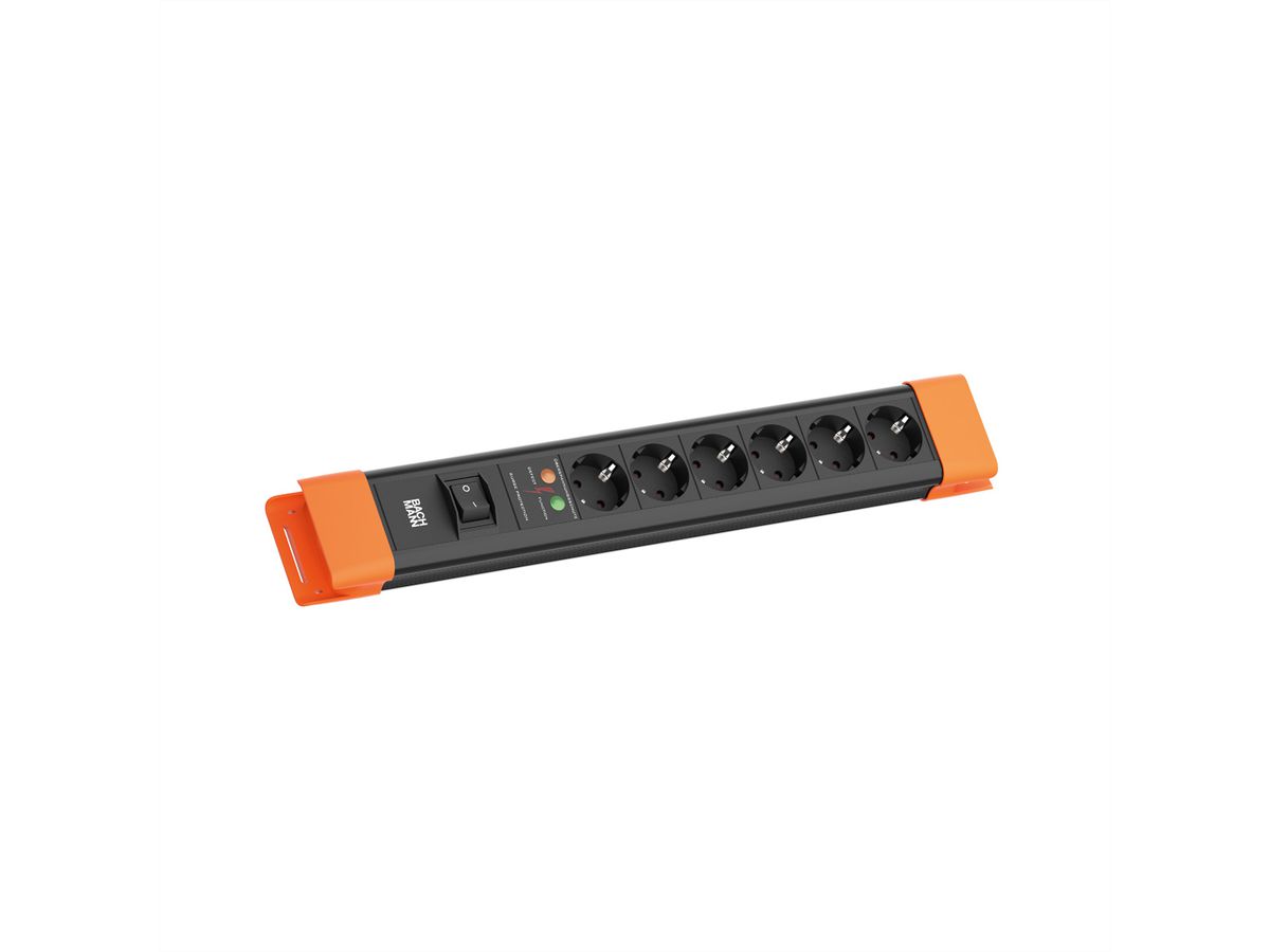 BACHMANN CONNECTUS 6xCEE7/3, 1xSPD 1xSchalter 2,0m CEE7/7 Sw/Or
