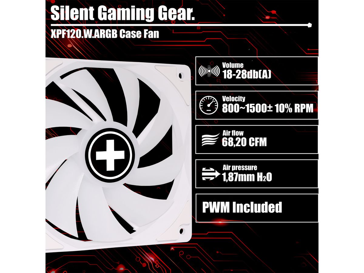 Xilence XPF120.W.ARGB 120mm PWM Case Fan, ARGB LED