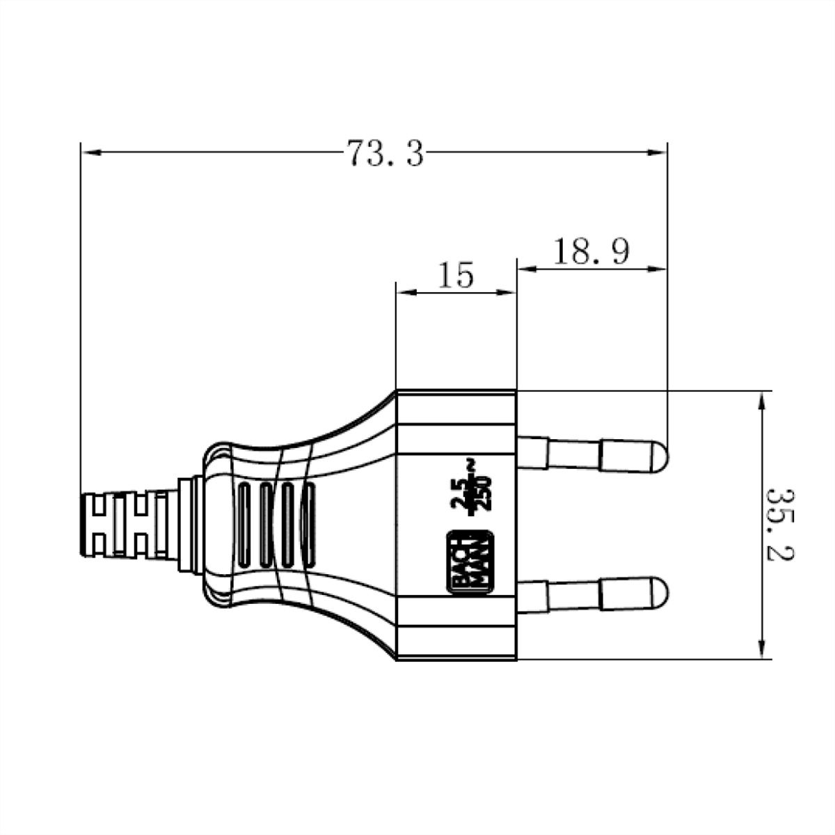 BACHMANN Euro flat plug, white, Screw connection PU 3 pcs. in polybag