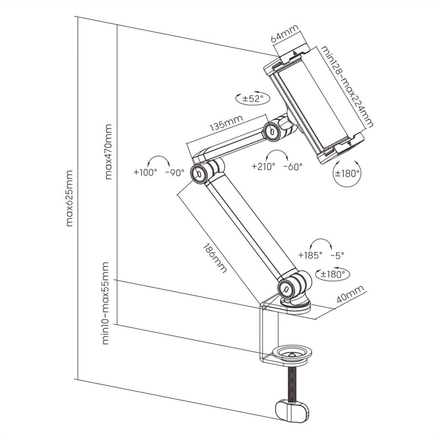 VALUE Universal Adjustable Tablet Clamp Mount